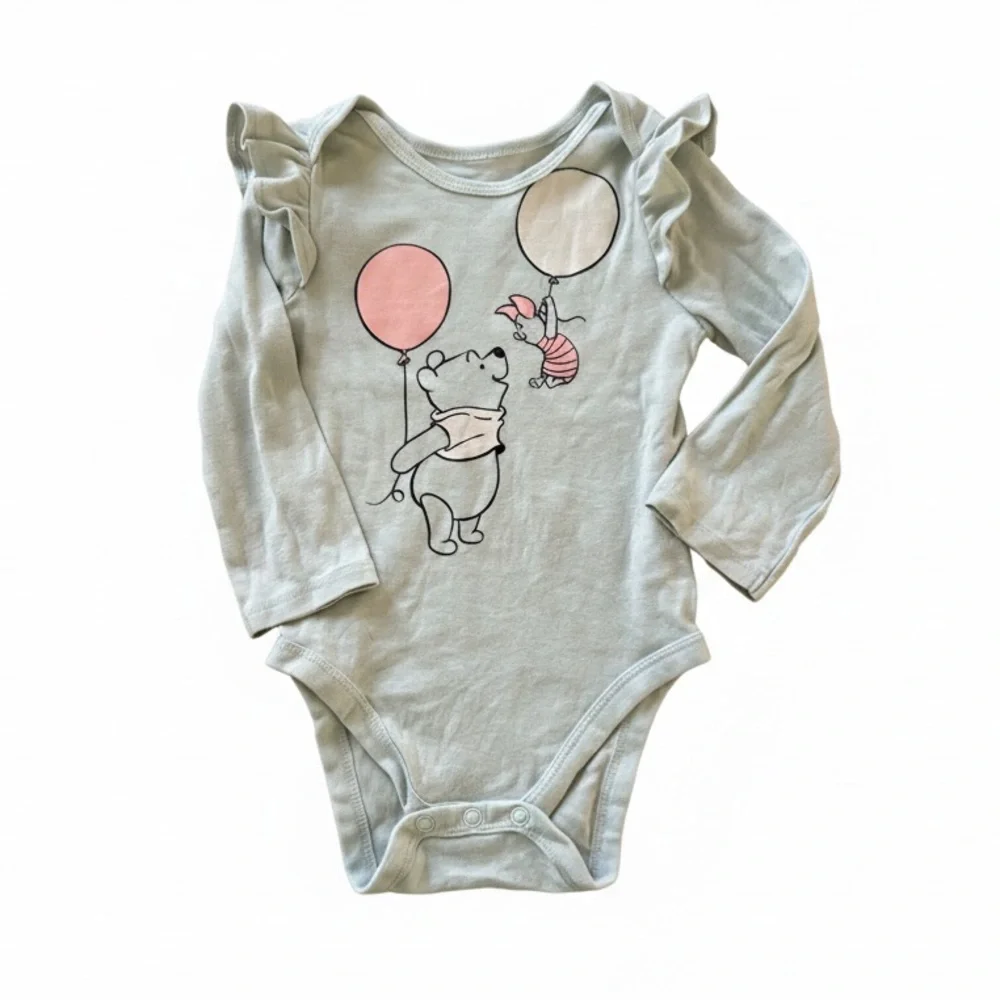Disney Jumping Beans Winnie the Pooh Piglet Ruffle Long Sleeve Bodysuit 12M